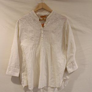 British India White Embroidered Blouse